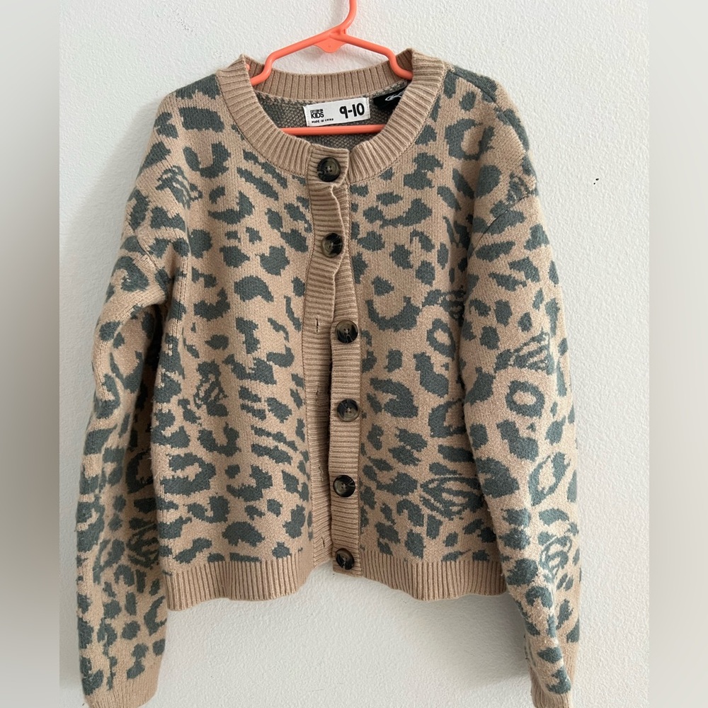 Girls brown Superman button up cardigan sweater.